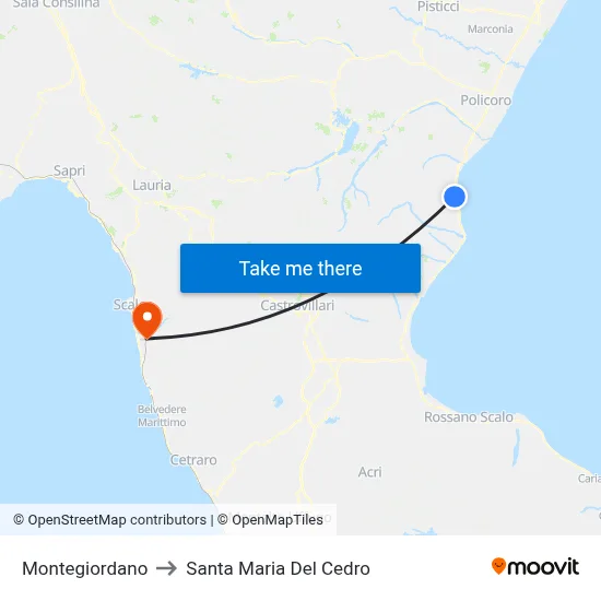Montegiordano to Santa Maria Del Cedro map