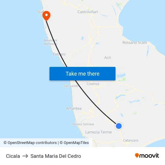 Cicala to Santa Maria Del Cedro map