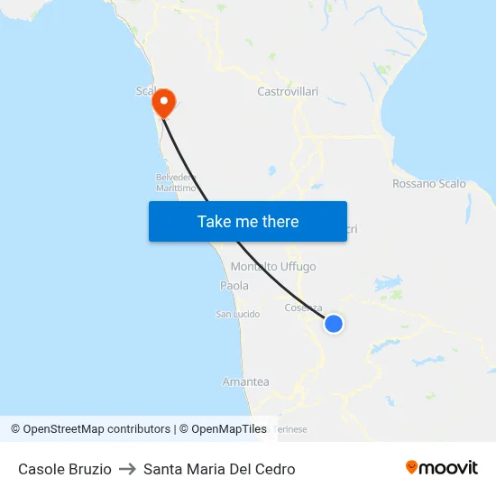 Casole Bruzio to Santa Maria Del Cedro map