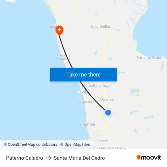 Paterno Calabro to Santa Maria Del Cedro map