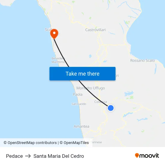 Pedace to Santa Maria Del Cedro map