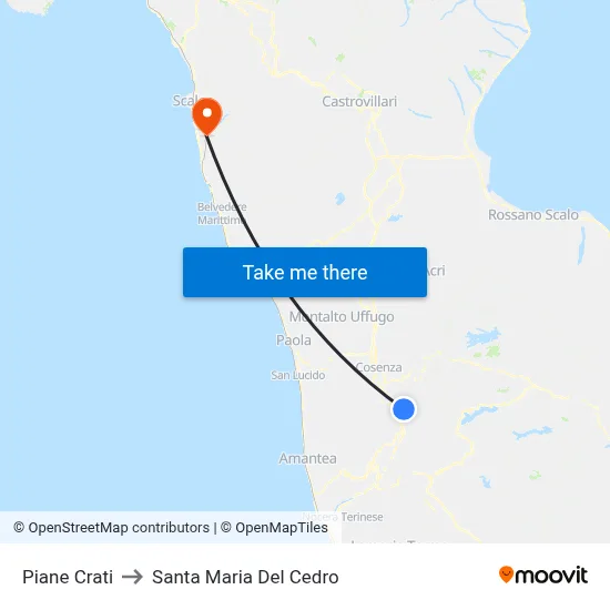 Piane Crati to Santa Maria Del Cedro map