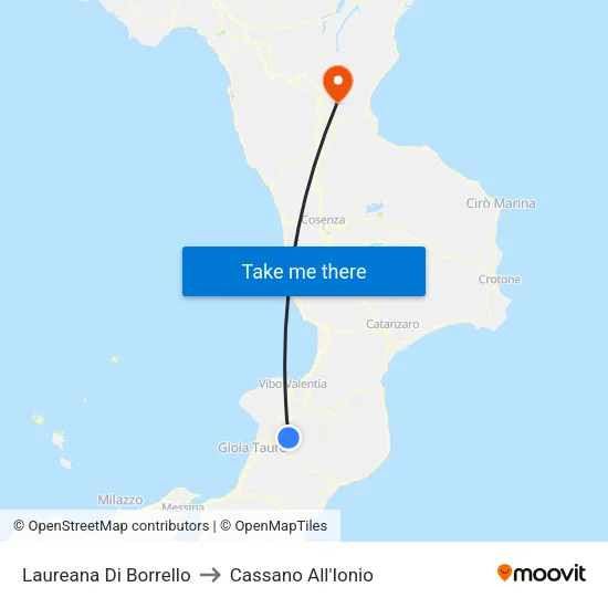 Laureana Di Borrello to Cassano All'Ionio map