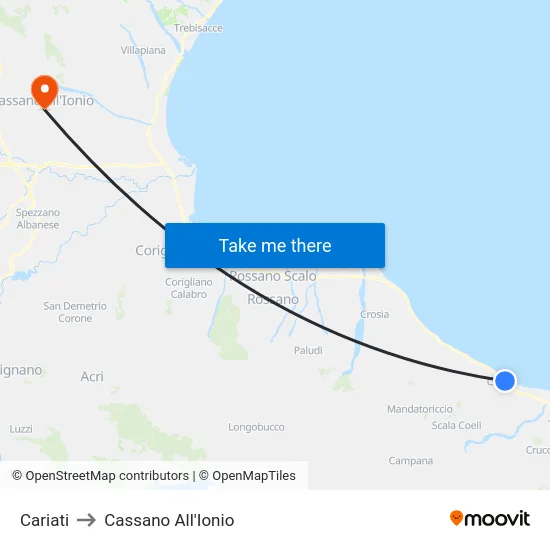 Cariati to Cassano All'Ionio map