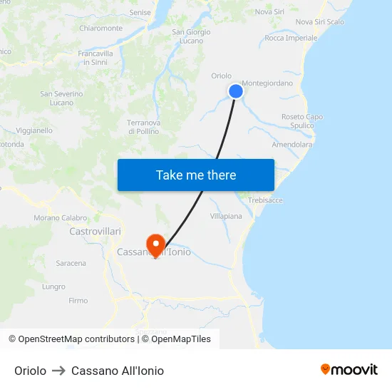 Oriolo to Cassano All'Ionio map