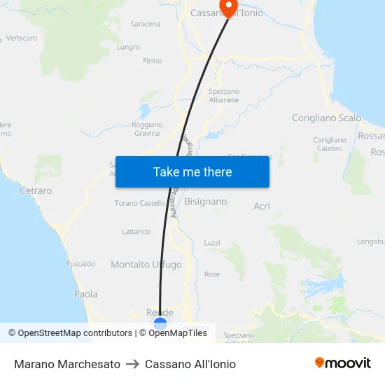 Marano Marchesato to Cassano All'Ionio map