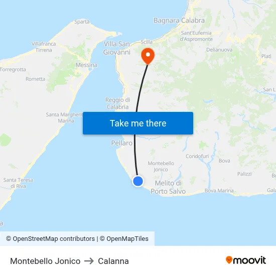 Montebello Jonico to Calanna map