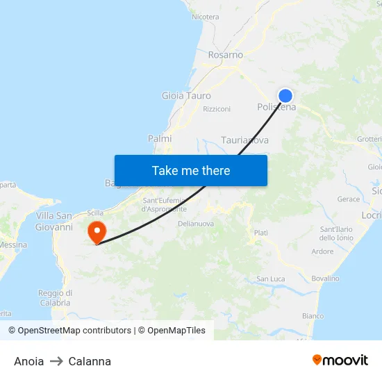 Anoia to Calanna map