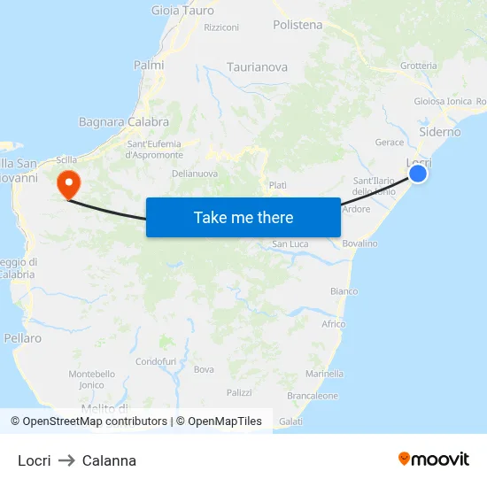 Locri to Calanna map
