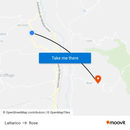Lattarico to Rose map