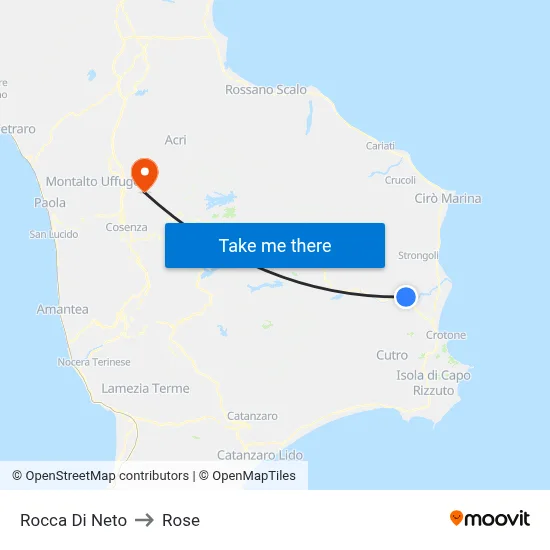 Rocca Di Neto to Rose map