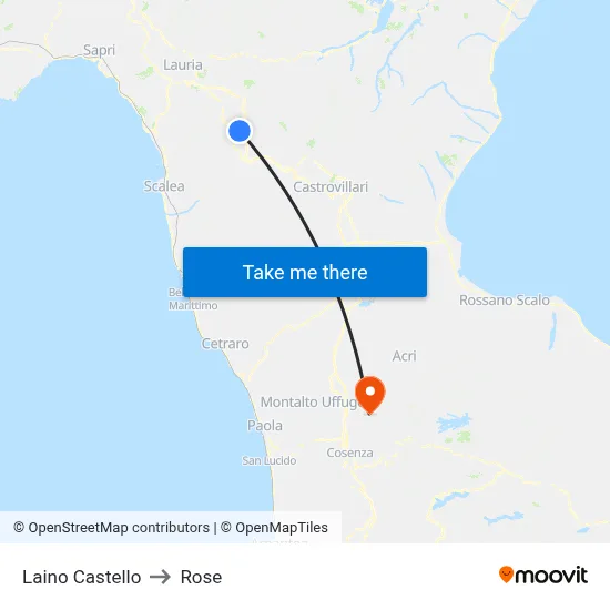 Laino Castello to Rose map