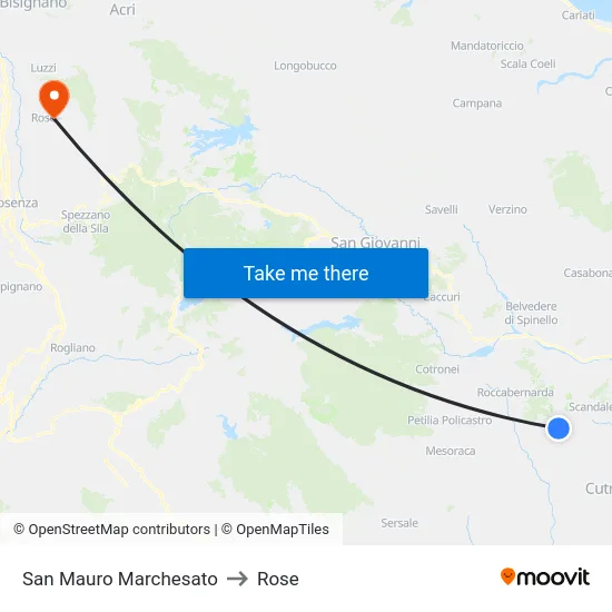 San Mauro Marchesato to Rose map