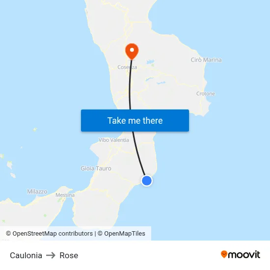 Caulonia to Rose map