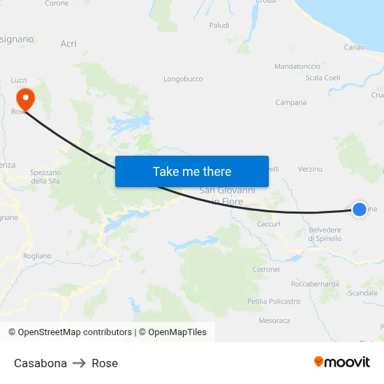 Casabona to Rose map
