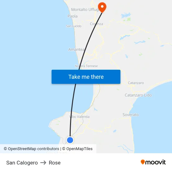San Calogero to Rose map