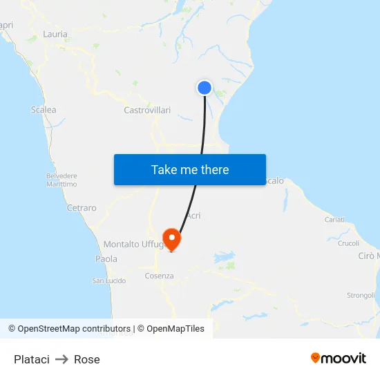 Plataci to Rose map