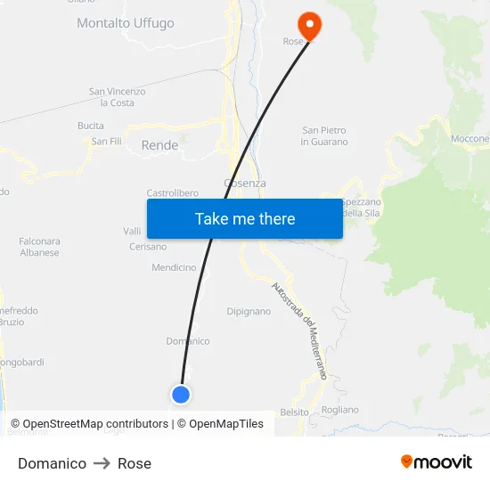 Domanico to Rose map