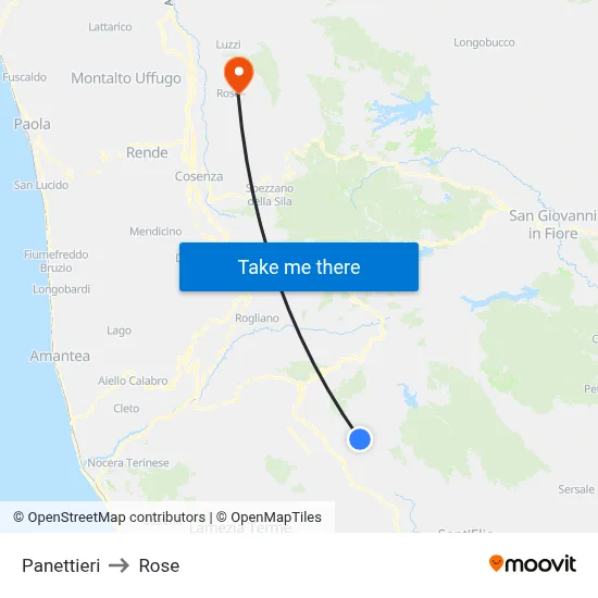 Panettieri to Rose map