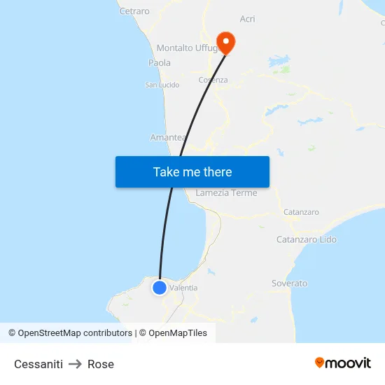 Cessaniti to Rose map