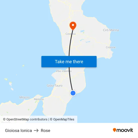 Gioiosa Ionica to Rose map