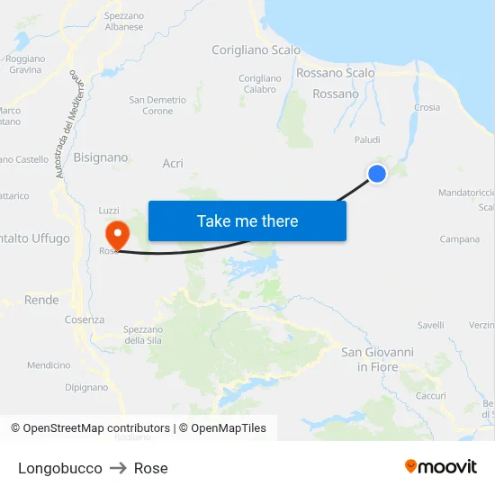 Longobucco to Rose map
