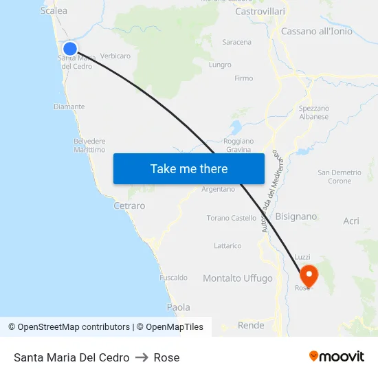 Santa Maria Del Cedro to Rose map