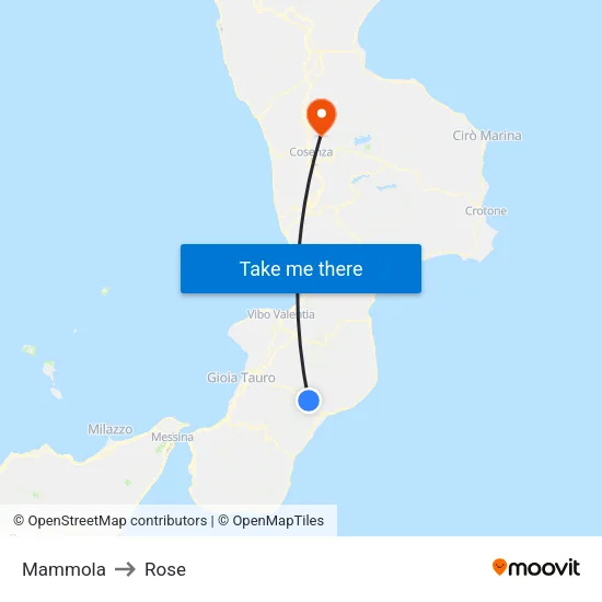Mammola to Rose map