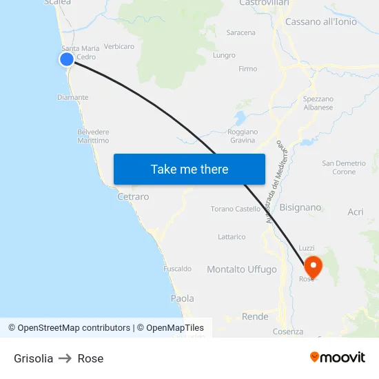 Grisolia to Rose map