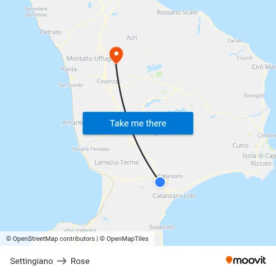 Settingiano to Rose map