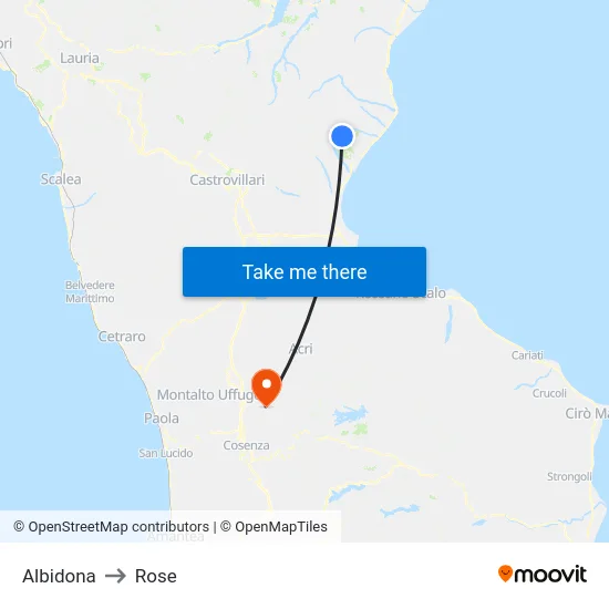 Albidona to Rose map