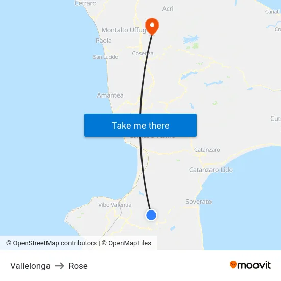 Vallelonga to Rose map