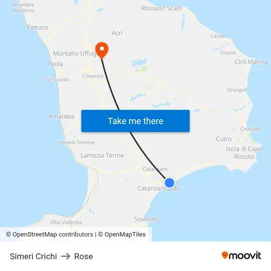 Simeri Crichi to Rose map