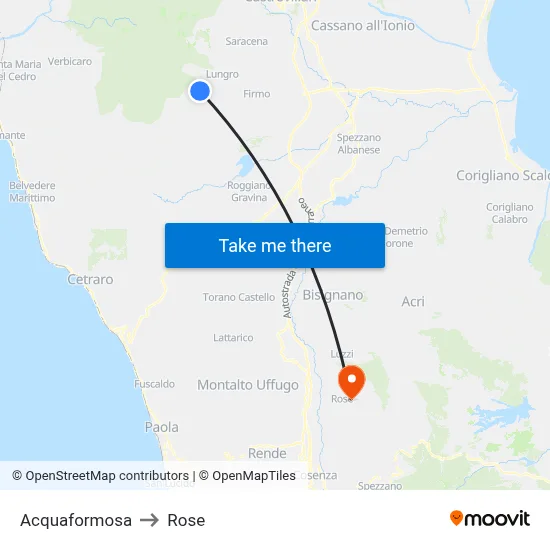 Acquaformosa to Rose map