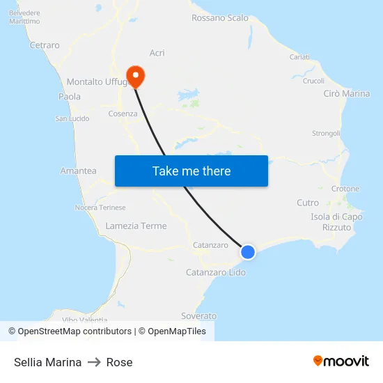 Sellia Marina to Rose map