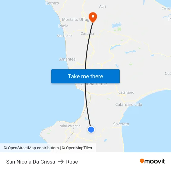 San Nicola Da Crissa to Rose map
