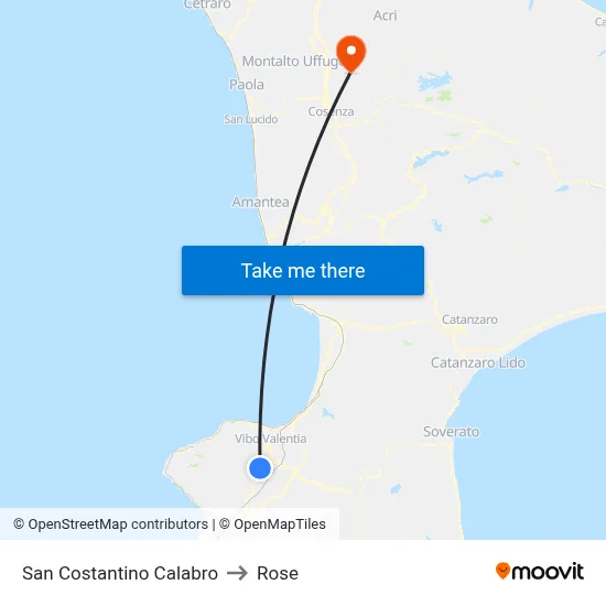 San Costantino Calabro to Rose map