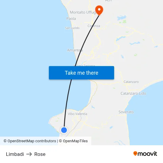 Limbadi to Rose map