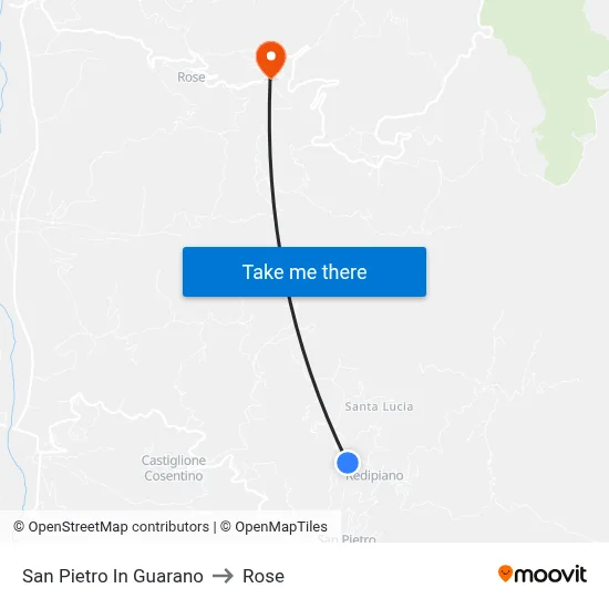 San Pietro In Guarano to Rose map