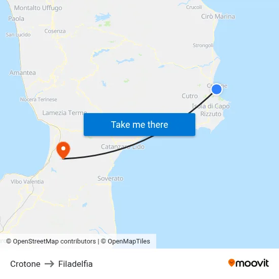 Crotone to Filadelfia map