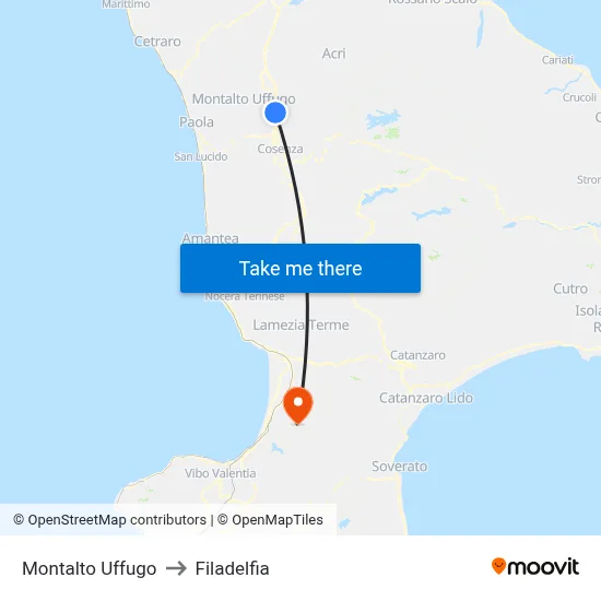 Montalto Uffugo to Filadelfia map