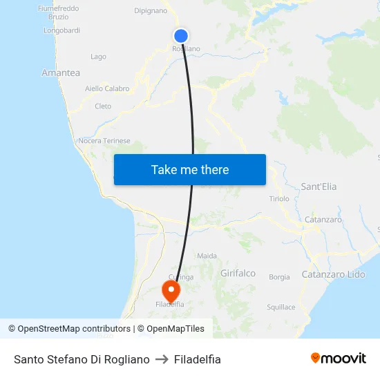 Santo Stefano Di Rogliano to Filadelfia map