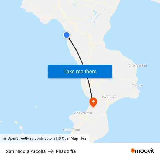 San Nicola Arcella to Filadelfia map