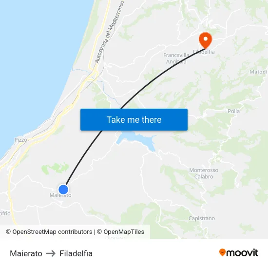 Maierato to Filadelfia map