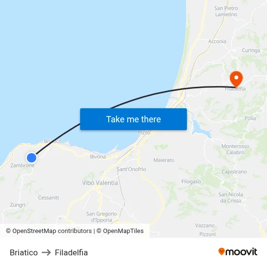 Briatico to Filadelfia map