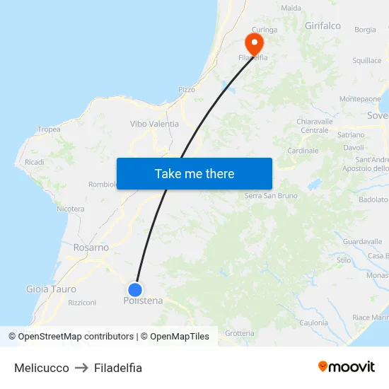 Melicucco to Filadelfia map