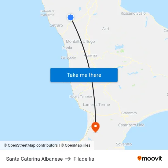 Santa Caterina Albanese to Filadelfia map