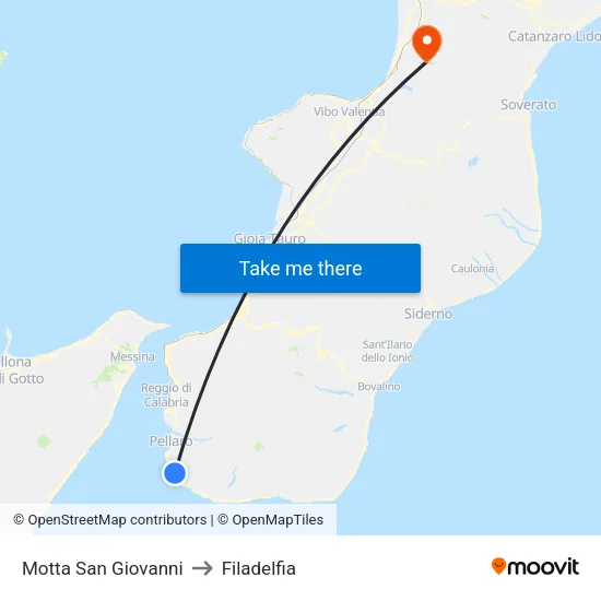 Motta San Giovanni to Filadelfia map