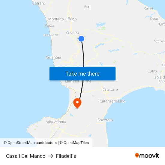 Casali Del Manco to Filadelfia map