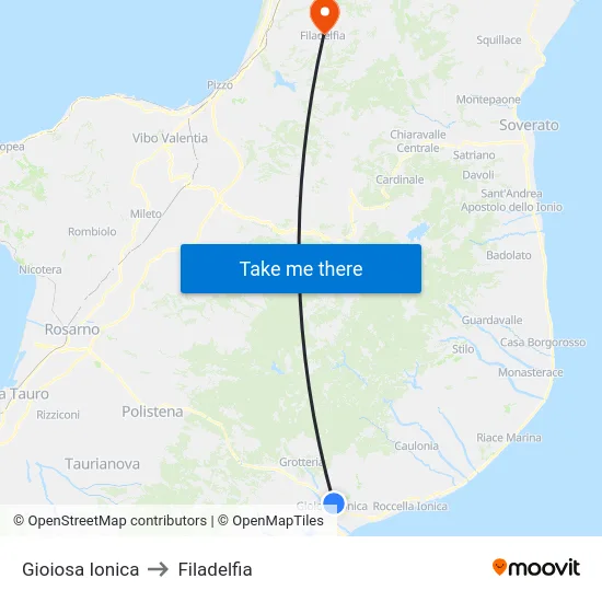 Gioiosa Ionica to Filadelfia map